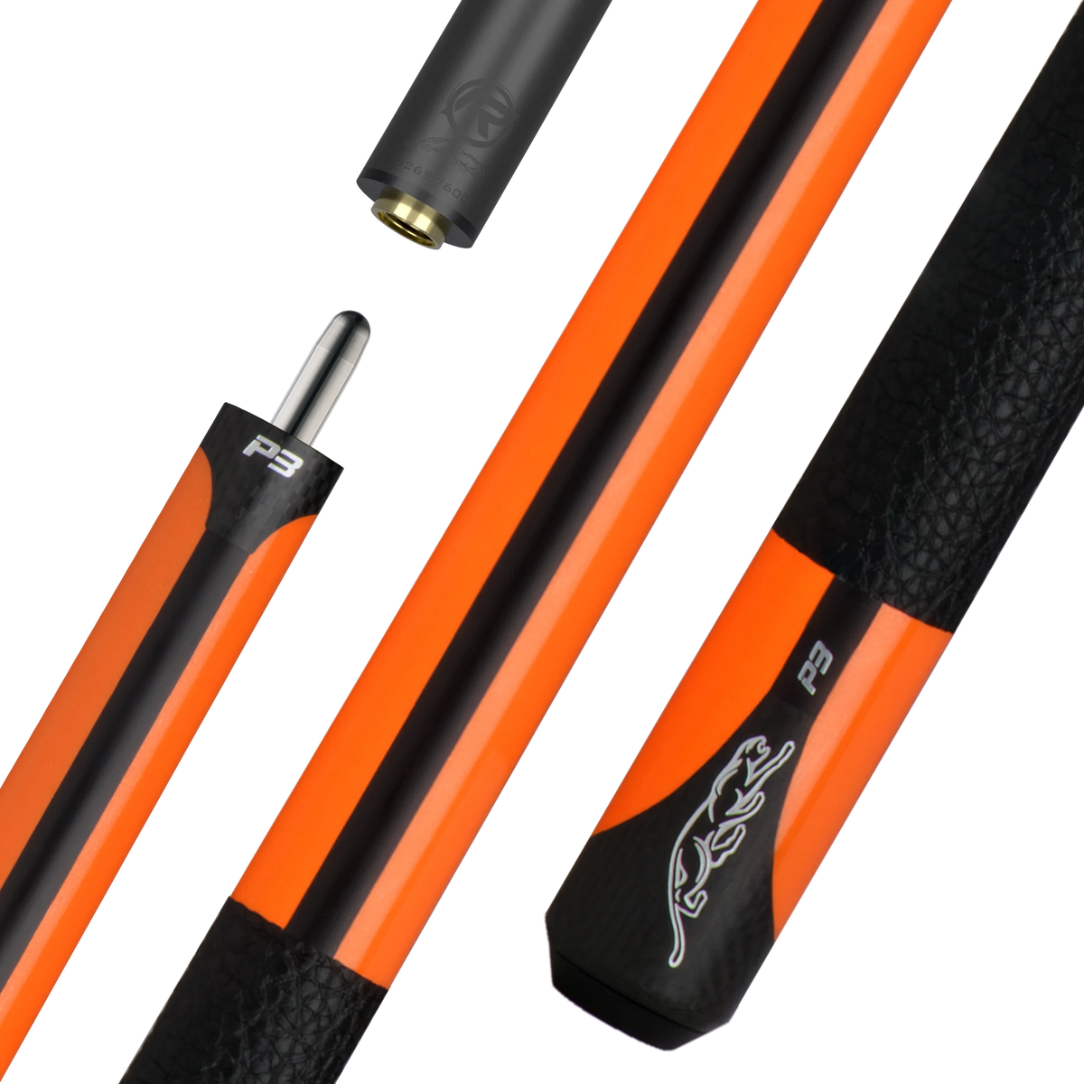 Predator P3 Flare Orange Pool Cue - Leather Luxe Wrap
