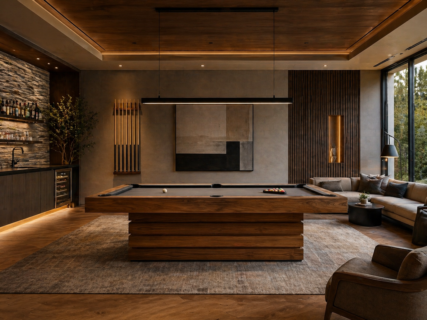 Hermosa Pool Table Teak Wood