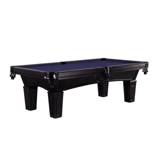 CL Bailey Adrian Pool Table - The Adrian in Black with Navy cloth, Three-quarter