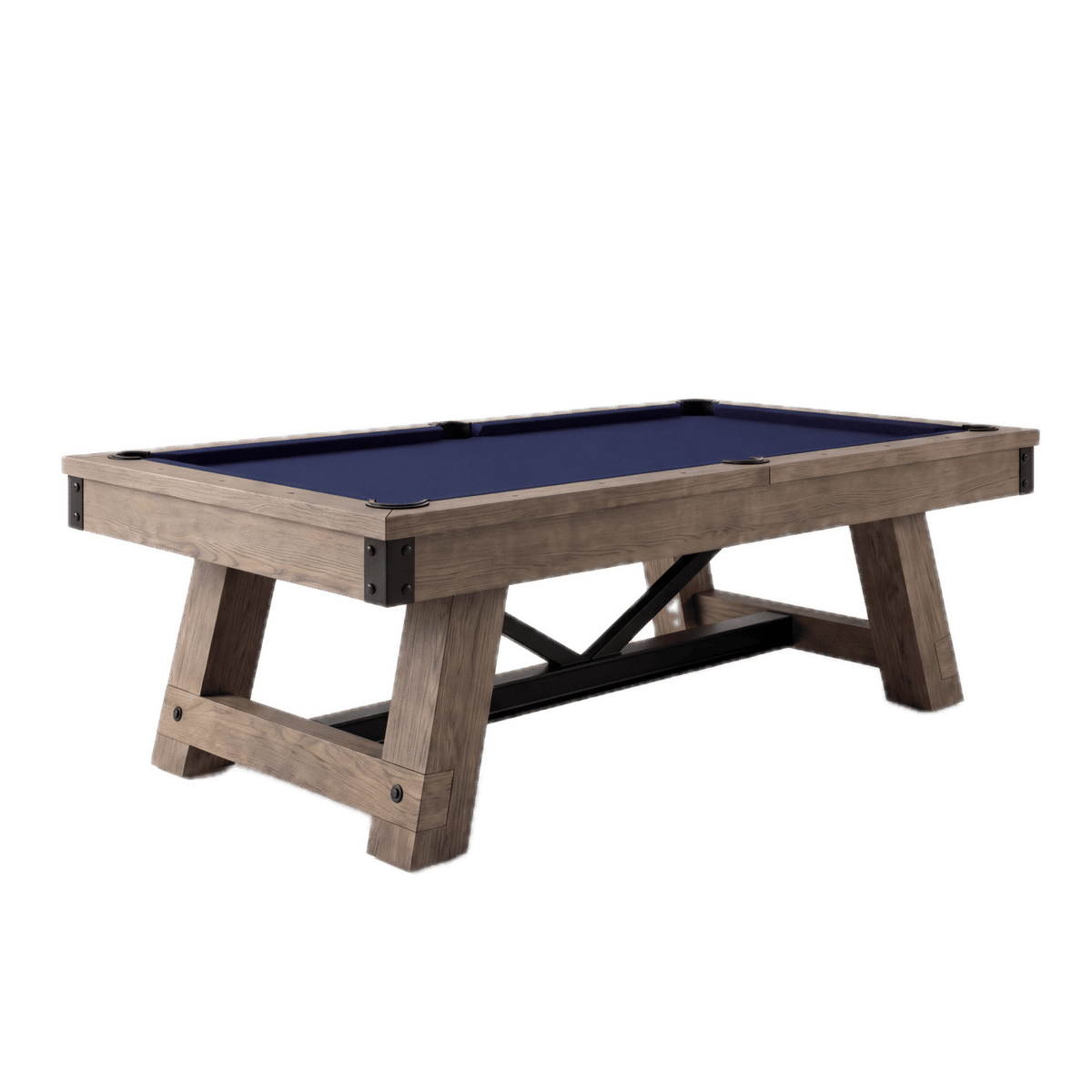 CL Bailey Harlow Pool Table - The Harlow in Sunlit Brown with Navy cloth, Three-quarter