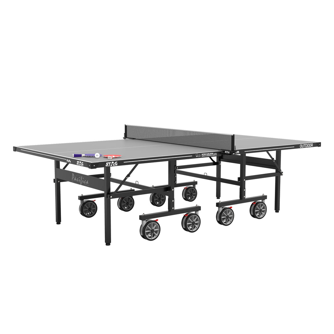 STAG Pacifica Gray Outdoor Table Tennis Table 4-Player Bundle